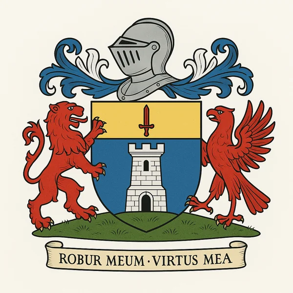 Blason de la famille Fort — tour d'argent et glaive, origines du Sud-Ouest